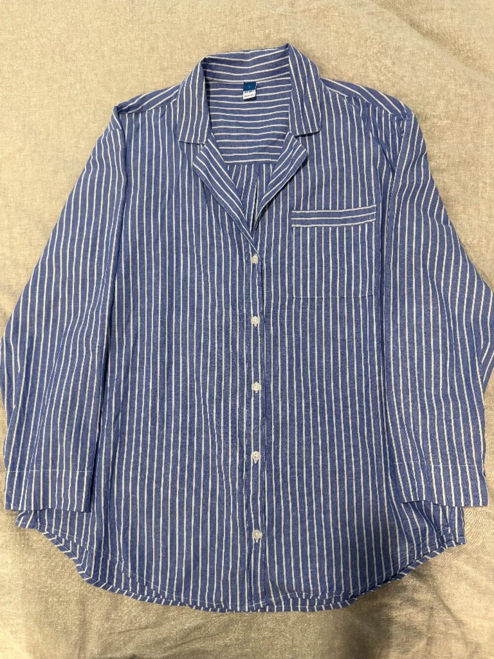 Old Navy Blue & White Striped Linen Blend Matching Set Size L